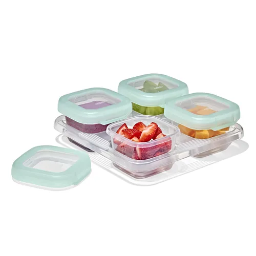 Vista 7 de OXO Tot Baby Blocks - Contenedores de almacenamiento para congelador (2 onzas), ópalo