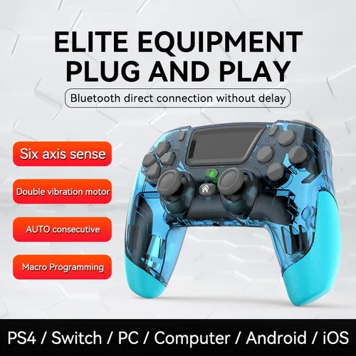 Vista 2 de RALAN Controlador inalámbrico azul compatible con Playstation 4ProSlimpara PS4 Dualshock 4 Gamepad con conector para auriculares y almohadilla táctil