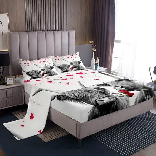Vista 19 de Erosebridal Juego de sábanas de rosas tamaño individual, color azul, diseño romántico para mujeres, niñas, esposa, pareja, día de San Valentín