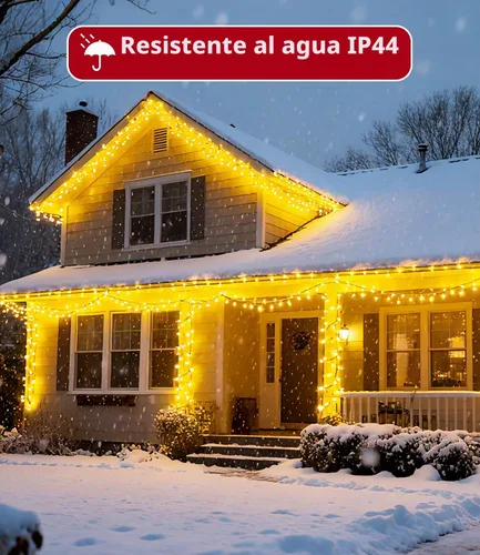 Vista 5 de Tira de luces de Navidad de 1000 LED de color blanco cálido de 49 pies para exteriores, con 8 modos, impermeable IP44, enchufable, para árbol