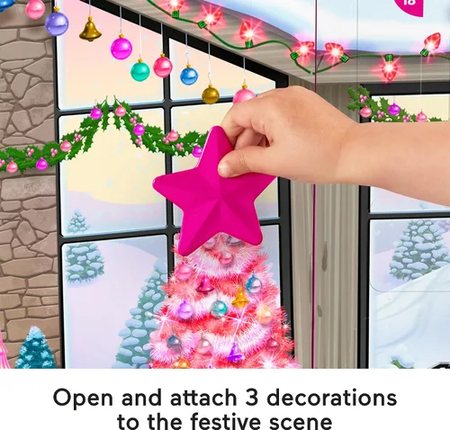 Vista 4 de Fisher-Price Little People Barbie Calendario de Adviento y juego para niños pequeños, 24 figuras de Navidad y piezas de juego (exclusivo de Amazon)