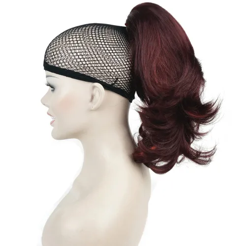 Vista 6 de Lydell Extensión de pelo sintético de doble uso de 12 pulgadas con clip y pinza para coleta, 4.24 onzas con pinza de mandíbula/garra (negro azabache)