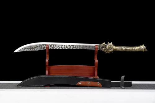 Vista 9 de LONGSWORD Dadao - Espada de cola de vaca hecha a mano con hoja de acero forjado de alto carbono, vaina de poliuretano y accesorios de aleación
