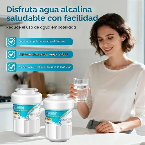 Vista 9 de ICEPURE Alkaline RWF0600A-AL Filtro de agua para refrigerador, reemplazo para GE MWF, MWFA, MWFINT, MWFP, GWF, 46-9991, Kenmore® 9991, WFC1201