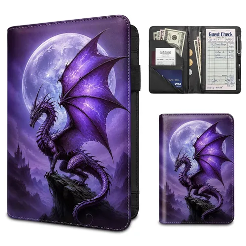 Vista 28 de Server Book for Waitress,Waiter Book with Zipper Pocket,PU Leather Waitstaff Organizer Wallet with 7 Pockets,Guest Check & Money Holder,Fits Server