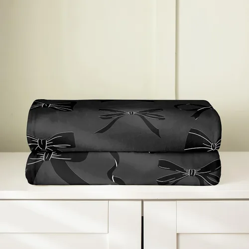 Vista 4 de Castle Fairy Black Bow Blankets,Bowknot Printed Flannel Blanket,Kids Girls Boys Adult Butterfly Tie Pattern Fleece Blanket Modern Black Office Chair