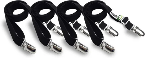 Vista 2 de Clips largos para sábanas, sábanas ajustables ajustables para soporte de colchón, cierre de tirantes, 4 piezas (negro)