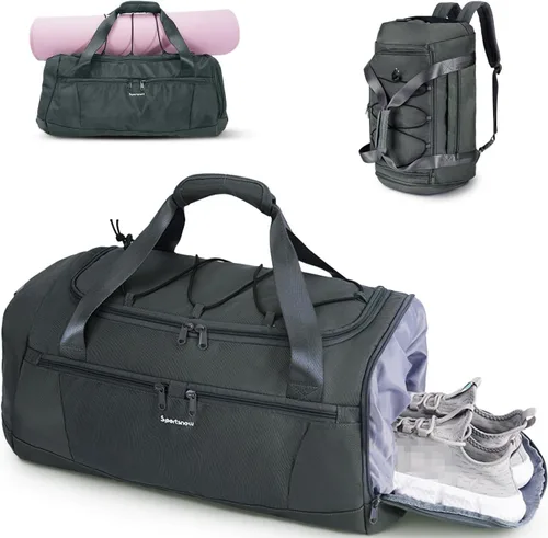 Vista 2 de Bolsa de gimnasio con compartimento para zapatos y soporte para esterilla de yoga y mochila para computadora portátil