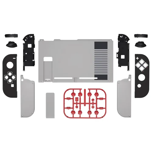 Vista 2 de eXtremeRate Colorful Border Screen Protector + Classics NES Style DIY Replacement Full Set Shell for Nintendo Switch
