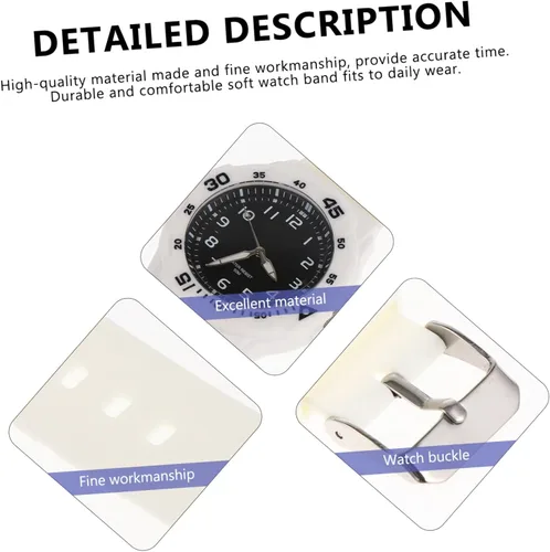Vista 3 de Hemobllo Reloj impermeable negro reloj de pulsera casual todo estilo partido reloj con correa de resina, Blanco, Digital