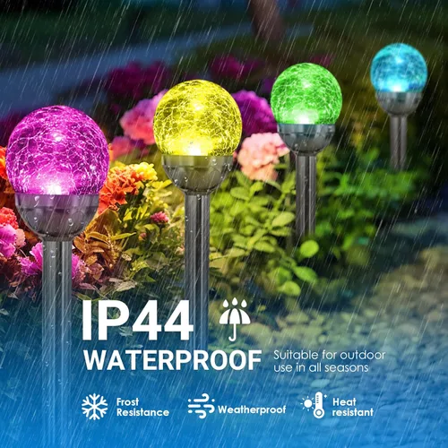 Vista 6 de Solpex - Luces solares de jardín para exteriores, paquete de 3 unidades, multicolor, cambio de color y blanco, 2 modos, bola de vidrio alimentada