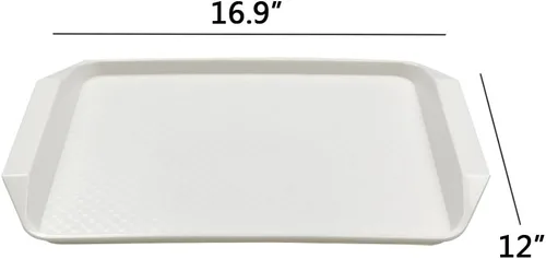 Vista 2 de Bandejas de plástico blanco para servir comida rápida, 16.9 x 12 pulgadas, juego de 4 6.9-Inch by 12-Inch, Lightweight and Durable, Easy-Clean