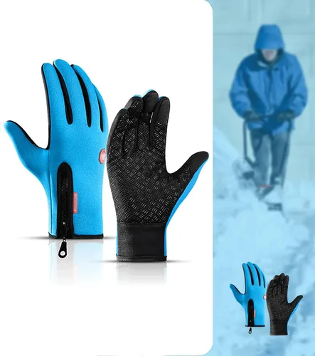 Vista 3 de Guantes térmicos de invierno para clima frío con agarre antideslizante y cierre de cremallera