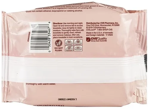 Vista 3 de CVS Beauty - Toallitas limpiadoras calmantes, toallitas faciales desmaquillantes, 100% paño a base de plantas, 25 unidades - 1 unidad
