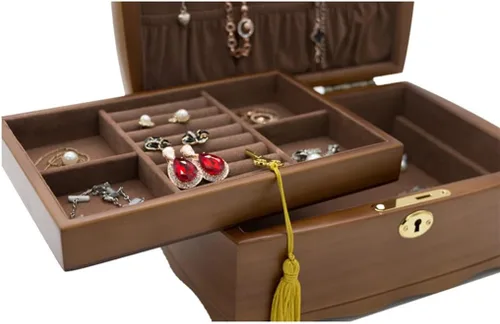 Vista 6 de CXDTBH - Joyero con cerradura, de madera antigua, estilo chino, europeo, caja de almacenamiento de joyas retro chino