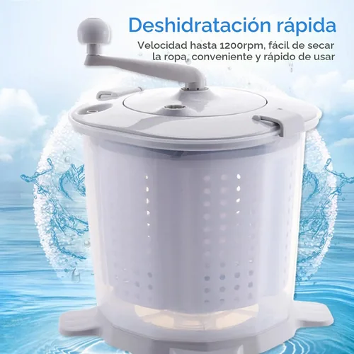 Vista 6 de Lavadora manual portátil con manivela para espacios pequeños, solución compacta de lavandería no eléctrica para dormitorio, apartamento, camping