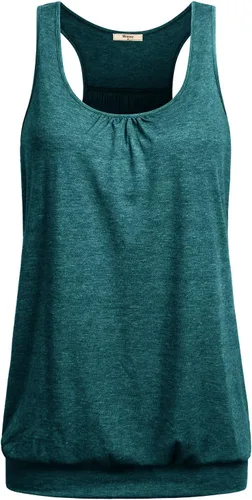 Vista 25 de Miusey - Camiseta sin mangas para mujer, cuello redondo, ajuste holgado, espalda cruzada, de yoga 1# Negro