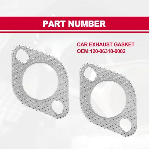 Vista 5 de Junta de colector de escape estándar 2 "2-Bolt Junta de brida de escape de coche Junta de escape de repuesto OEM # 120-06310-0002 Accesorios