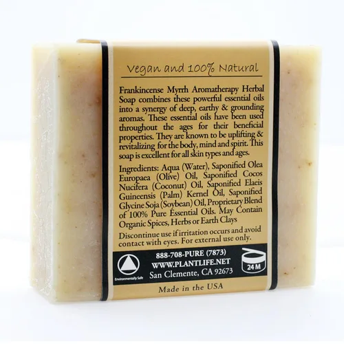Vista 7 de Plantlife Jabón en barra de mirra de incienso, jabón hidratante y calmante para tu piel, hecho a mano con ingredientes a base de plantas, hecho