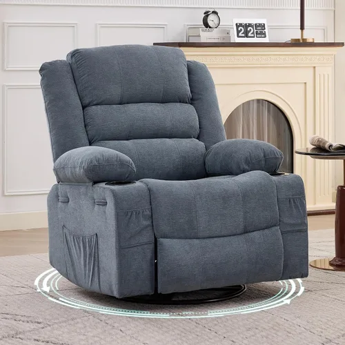 Vista 18 de Garvee Silla reclinable mecedora para adultos amplia giratoria de 360° Marrón
