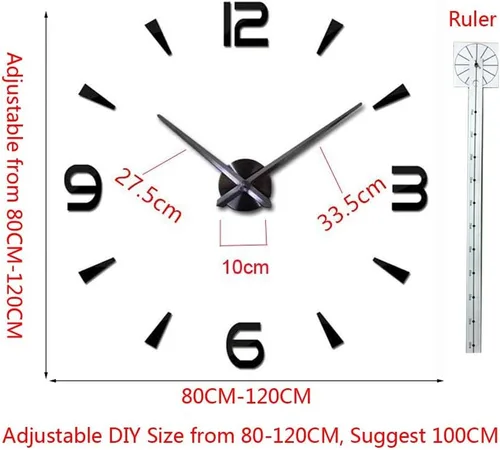 Vista 2 de FASHION in THE CITY Reloj de pared 3D DIY Diseño creativo Espejo Superficie Pared Decorativa Etiqueta Relojes (Luminoso)