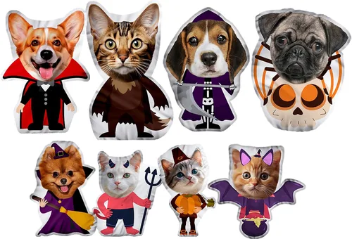 Vista 12 de Almohadas personalizadas para retratos de mascotas con fotos, almohada de perro 3D dibujada a mano, almohada personalizada de cara de gato