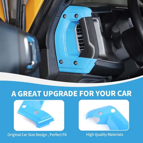 Vista 6 de RAZPOY Cubierta para manija lateral de consola central compatible con accesorios interiores Ford Bronco 2021-2024, azul claro