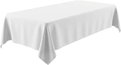 Vista 17 de Mantel rectangular de poliéster, manteles para mesas rectangulares de 6 pies, manteles de tela decorativa lavable para bodas, banquetes y campamento