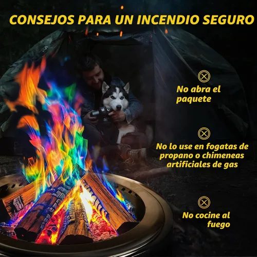 Vista 4 de HGD (Paquete de 6) Paquetes de cambio de color de fuego de campamento mágico para fogata, chimenea interior/exterior, hoguera - llama mágica de arco