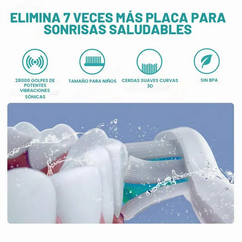 Vista 2 de Vekkia - Cepillos de dientes eléctricos para niños 3 Modes with Memory/Fun & Easy Cleaning/24000 Strokes, IPX7 Waterproof, 2-Min Timer for Age