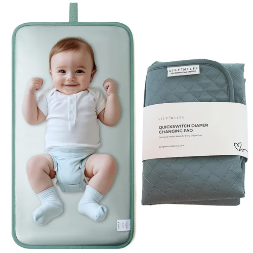 Vista 10 de Lily Miles Cambiador de pañales portátil para bebé, cambiador de pañales con pestillos magnéticos, almohadilla de viaje impermeable para bolsa