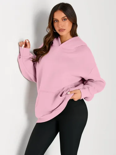 Vista 210 de Trendy Queen - Sudaderas extragrandes con capucha para mujer, suéteres de manga larga, sin botones, de vellón, de otoño, ropa de invierno