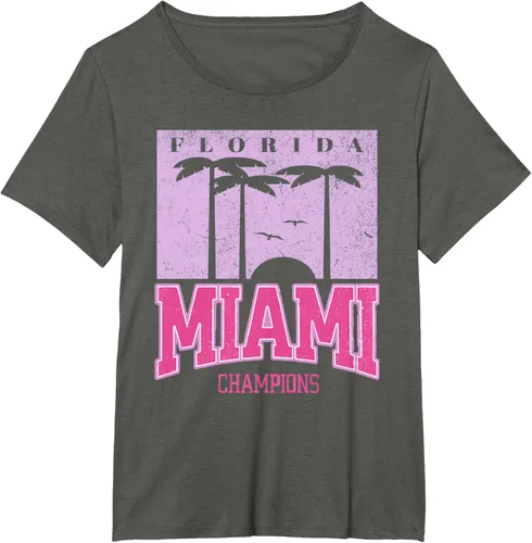 Vista 14 de MIAMI Beach Sunset Camiseta Florida Miami Palm Trees Camiseta Camiseta, Negro