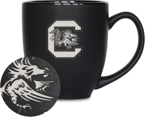 Vista 68 de Rico Industries - Taza de cerámica mate negra con grabado láser estándar de 15oz para NCAA (escuelas T & U) - Para bebidas calientes o frías