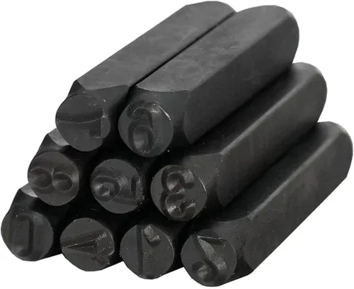 Vista 8 de Utoolmart Juego de sellos de metal con números, 0.31 pulgadas, 0.31 pulgadas, digital de 0 a 9, herramientas de punzón de acero y cuero de madera