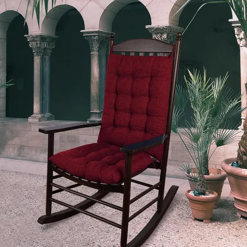 Vista 6 de ELFJOY Cojín extragrande para silla mecedora, de lino grueso, para respaldo y asiento, juego de 2 piezas con lazos