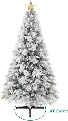Vista 7 de Naomi Home Darla - Árbol de Navidad flocado de nieve preiluminado de 7.5 Árbol de pino