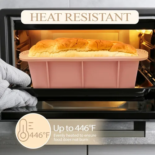 Vista 5 de Koolstuffs Molde de Silicona para Pan de Molde, 2 PCS Moldes Rectangulares Antiadherentes para Hornear para Horno, Pan, Pastel, Fácil Desmoldado