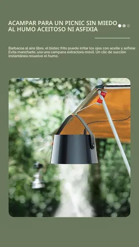 Vista 6 de Campana extractora portátil, mini absorbente de humo de escritorio, ventilador extractor USB de 3 velocidades para olla caliente, barbacoa