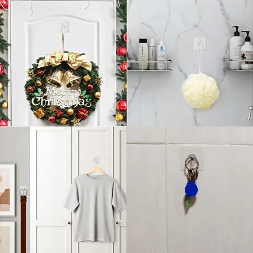 Vista 4 de 12 piezas de perchas para cuadros sin clavos, perchas de pared sin clavos, ganchos adhesivos para pared para colgar cuadros para cocina, baño, hogar