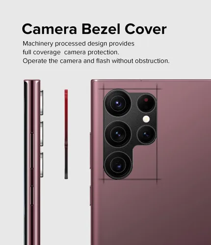 Vista 5 de Ringke Estilo de cámara compatible con Samsung Galaxy S22 Ultra 5G Protector de lente de cámara, marco de aluminio, adhesivo protector resistente