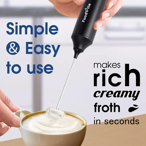 Vista 7 de FoodVille MF05 Espumador de Leche Recargable con Carga USB Batidor de Espuma Manual con Batidor de Globo de Acero Inoxidable para Capuchino, Latte