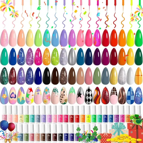 Vista 14 de Beetles - Kit de esmalte de uñas de gel con luz UV, 20 colores, juego de 31