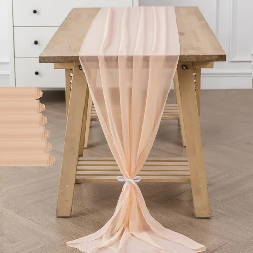 Vista 34 de Paquete de 2 caminos de mesa de gasa de 10 pies de 29 x 120 pulgadas, camino de mesa romántico transparente para boda, fiesta de cumpleaños