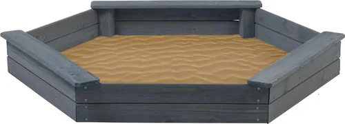 Vista 17 de Jack & June - Caja de arena hexagonal de madera de cedro, adorable, duradera y perfecta para juegos imaginativos