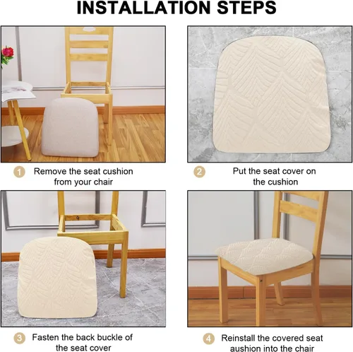 Vista 3 de Gute Fundas para Asiento de Silla, Funda de Silla de Ante con Cintas Elásticas y Botón, Protectores de Silla Tapizada Desmontables y Lavables