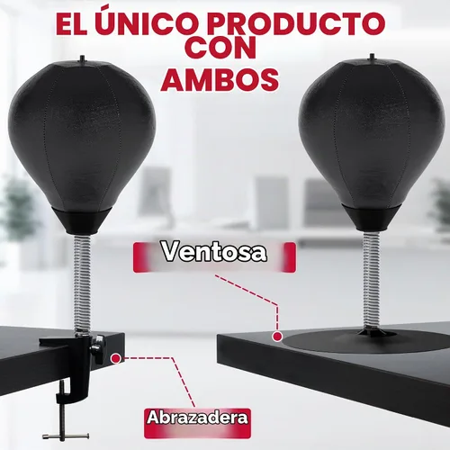 Vista 6 de GLACIAL Saco de boxeo de escritorio para aliviar el estrés viene con abrazadera de escritorio y ventosa extra fuerte