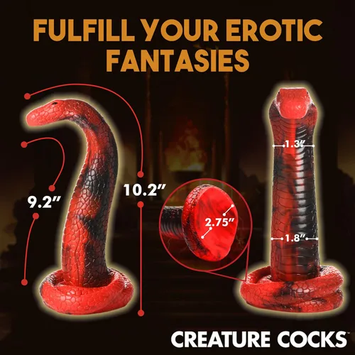 Vista 5 de CREATURE COCKS King Cobra - Consolador de silicona para hombres, mujeres y parejas. Firme y flexible, base de succión fuerte, consolador