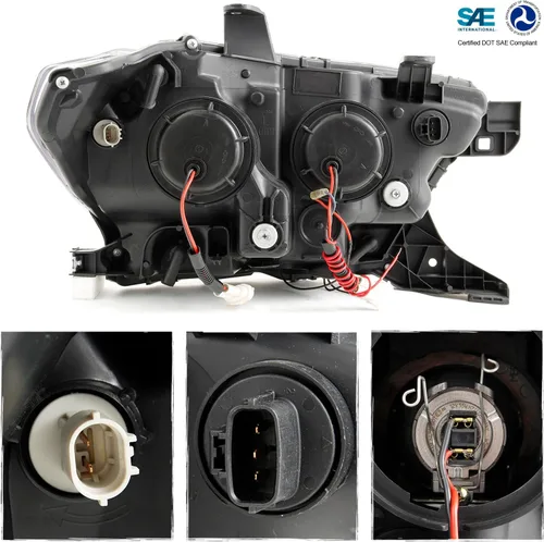 Vista 2 de AKKON - Para nuevo diseño secuencial de tubo LED negro 2016-2023 Toyota Tacoma SR/SR5 Faros delanteros de proyector cuadrado dual