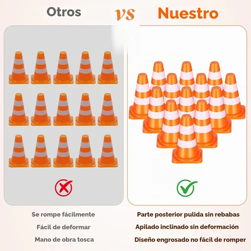Vista 5 de 30 piezas de conos de tráfico mini, conos mini de 1 pulgada naranja pequeños para señalización de bloqueo de carretera en construcción, juguetes